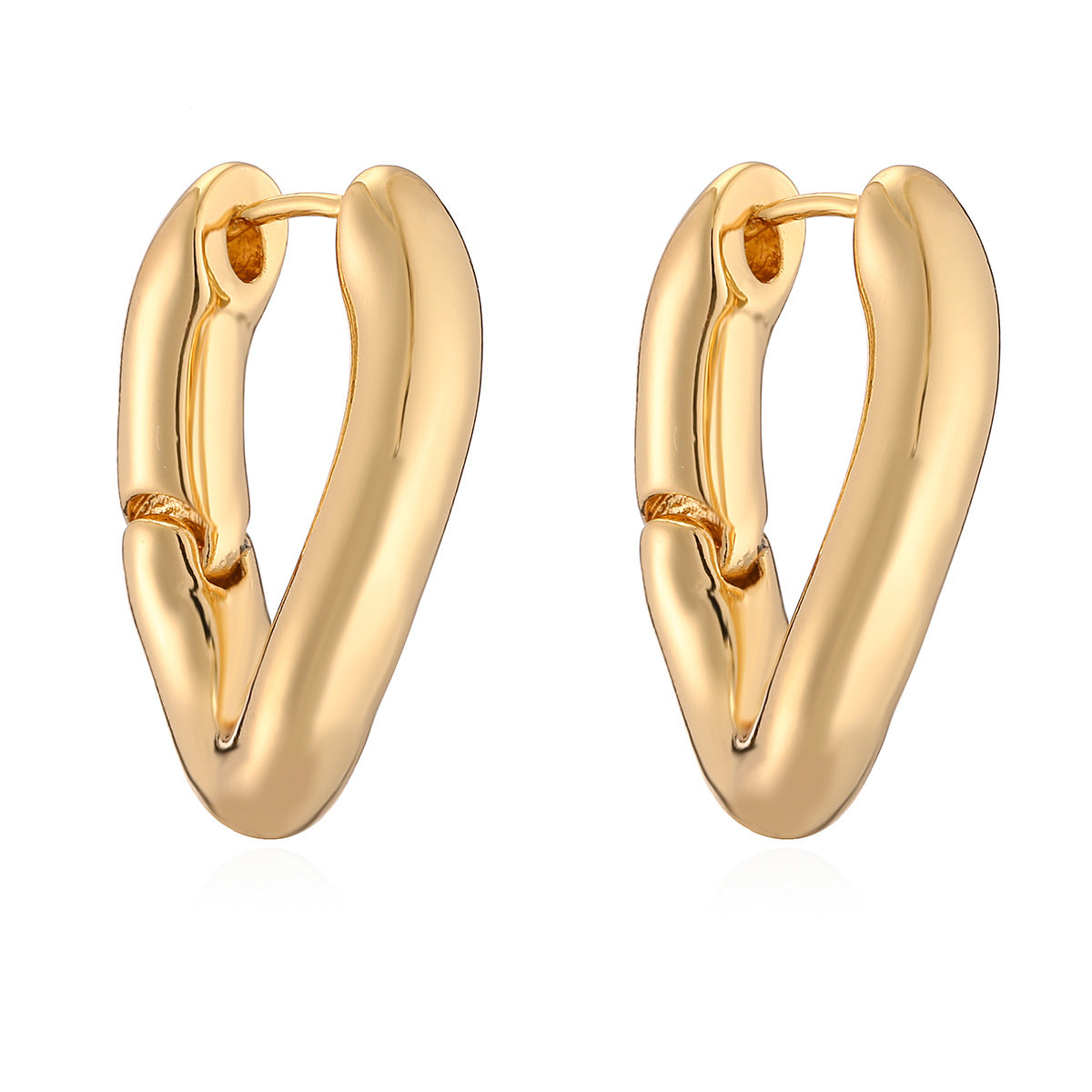 Orecchini da donna minimalisti con forme geometriche irregolari, in rame e placcatura in oro vero