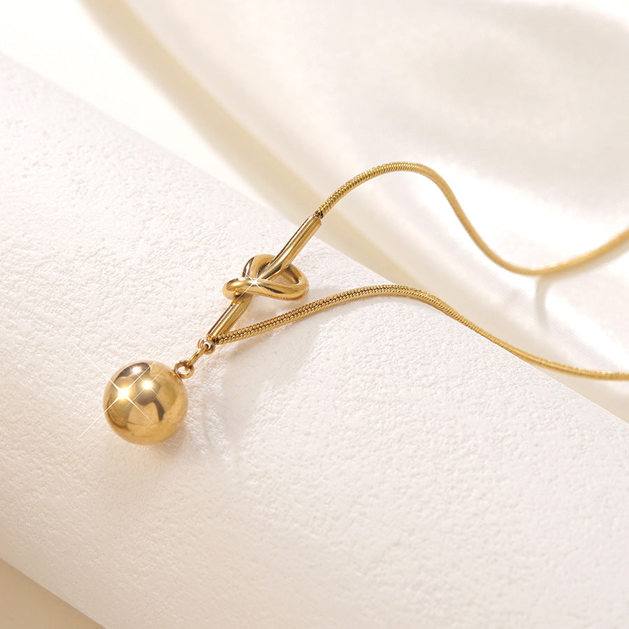 Elegant 18K Gold Plated Geometric Round Stainless Steel Snake Chain Necklace