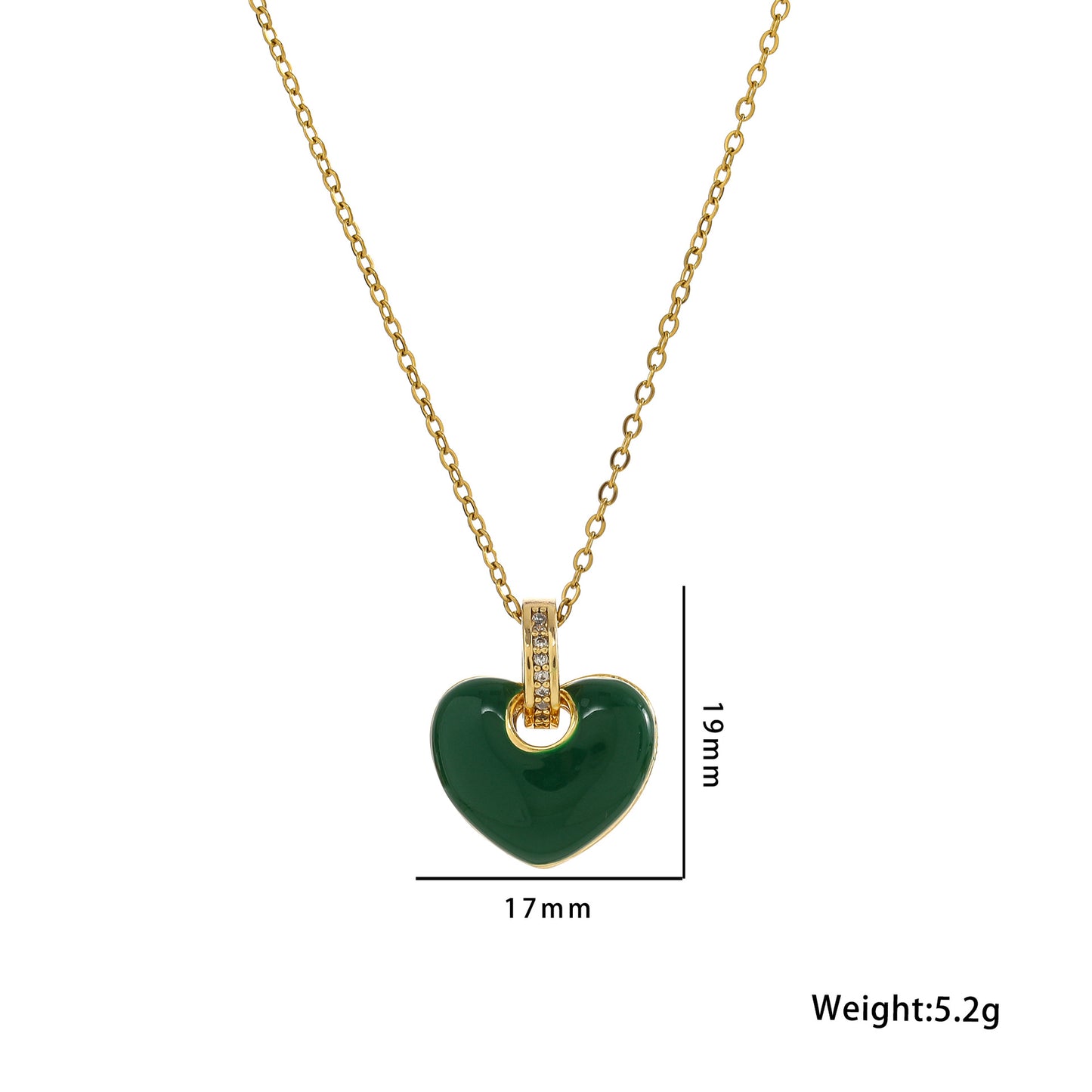 Minimalist Heart-Shaped Enamel Pendant Necklace for Women in Titanium Steel with Plated Finish and O-Chain