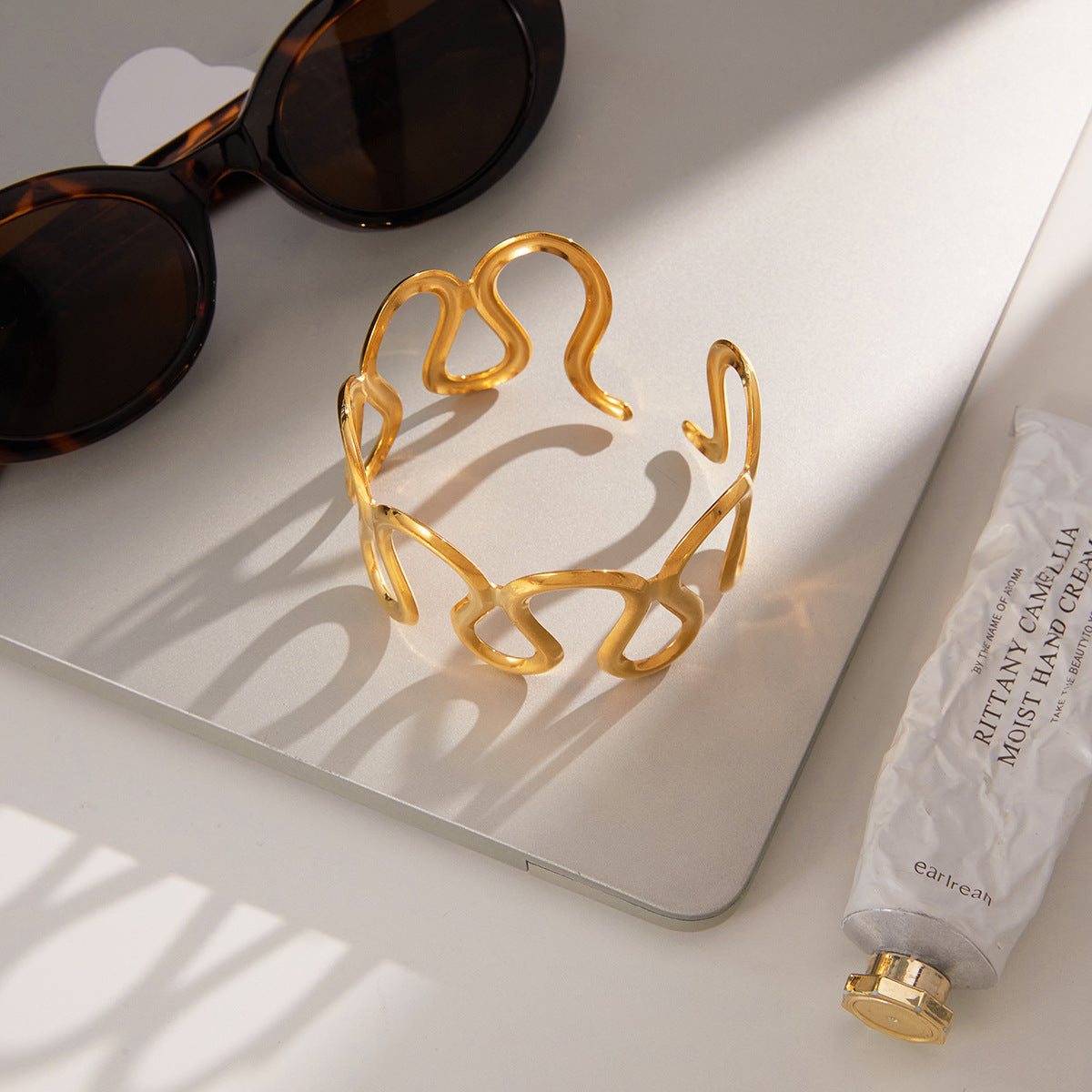 Geometric Gold Plated Stainless Steel Bracelet