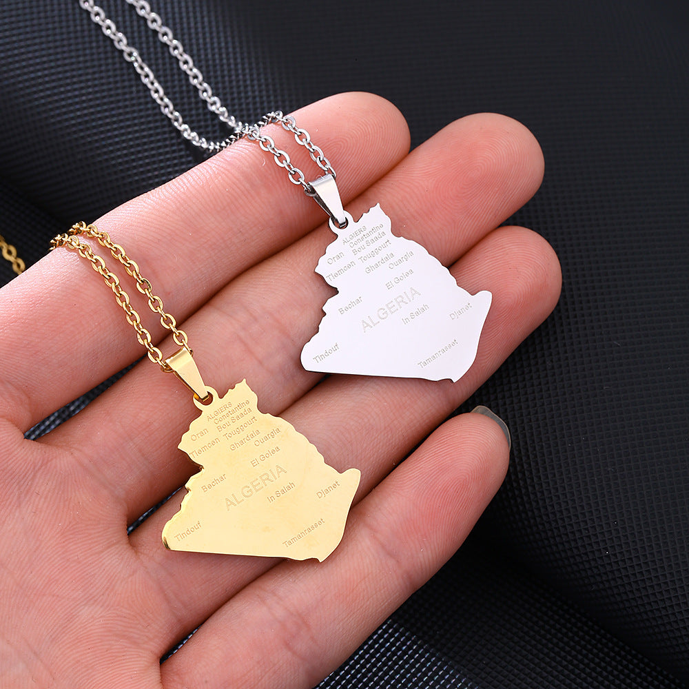 Collar con Colgante Geométrico de Acero Inoxidable para Mujer con Dije de Acero de Titanio y Acabado Chapado en Cadena Tipo O