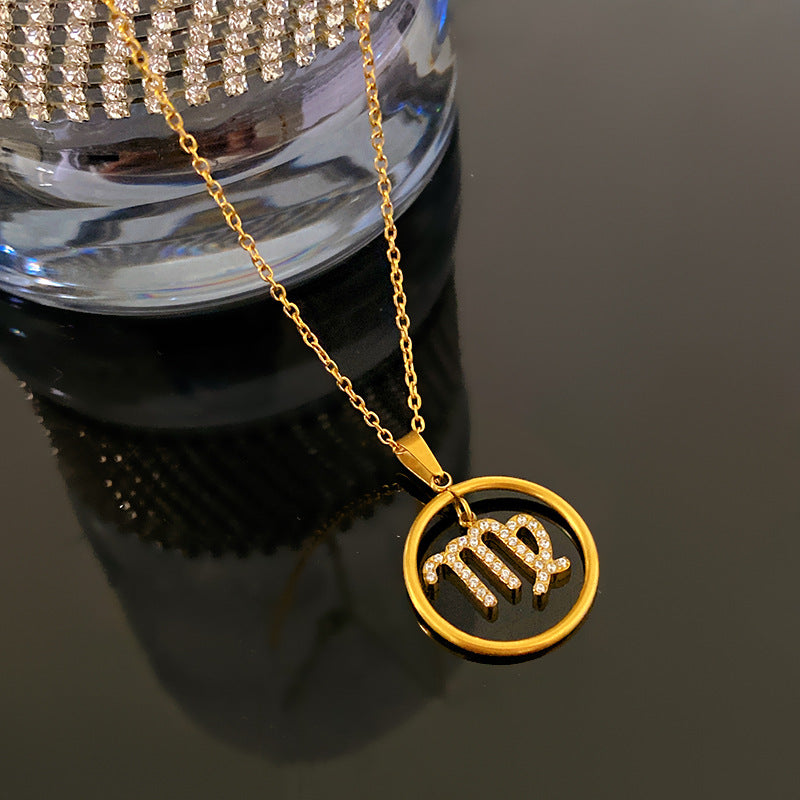 Sporty Sweet Gold Plated Titanium Steel Necklace with Brass Pendant for Unisex