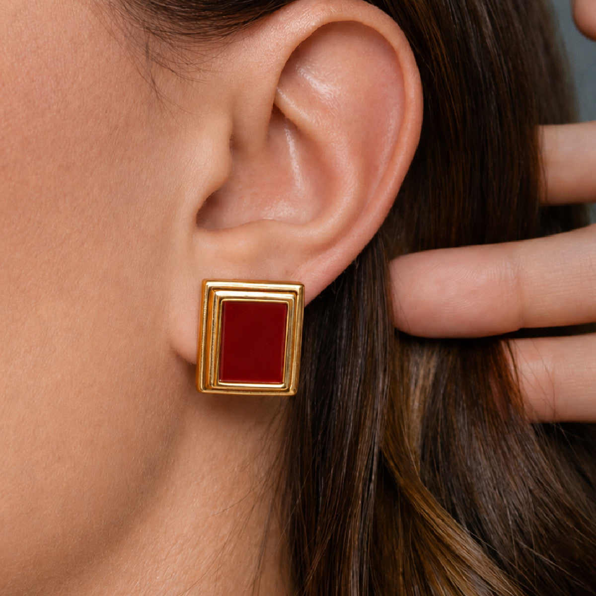 Vintage Geometric Square Stainless Steel Earrings PVD Plated