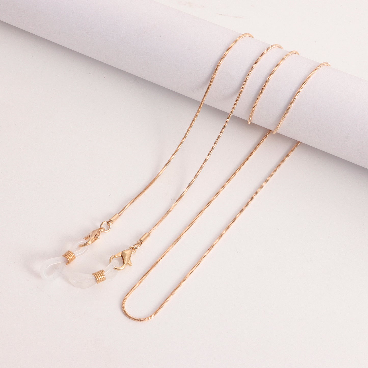 Minimalist Geometric Alloy Mask and Glasses Chain