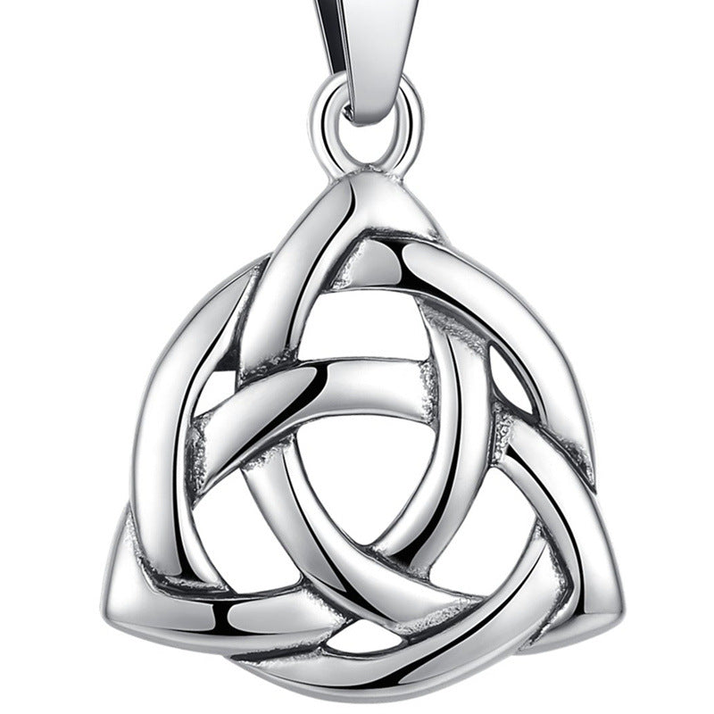 Minimalist Celtic Knot Pendant Necklace in Stainless Steel with Titanium Steel Charm and Electroplated Finish