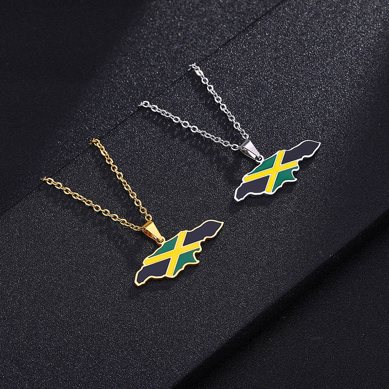 Collana con ciondolo in acciaio inossidabile smaltato, motivo etnico geometrico, per uomo e donna, con catena a maglie tonde