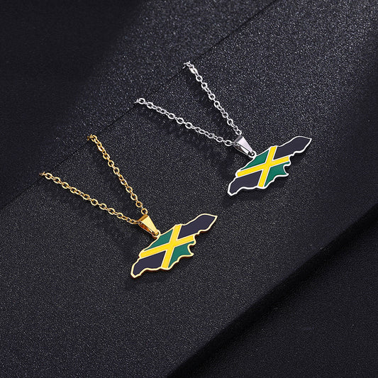 Collana con ciondolo in acciaio inossidabile smaltato, motivo etnico geometrico, per uomo e donna, con catena a maglie tonde