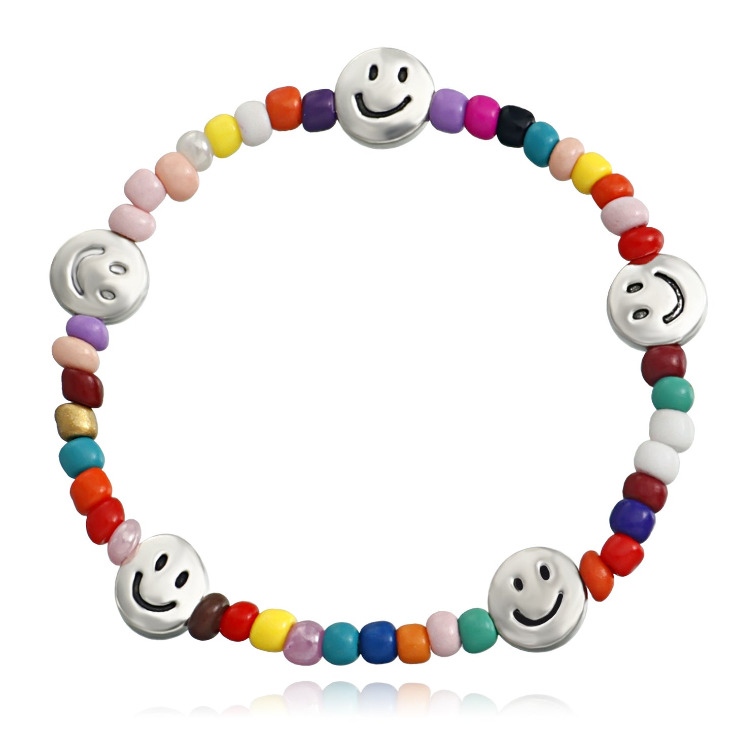 Vintage-Inspired Geometric Turquoise Beaded Elastic Bracelet for Women with Alloy Base and Plated Finish