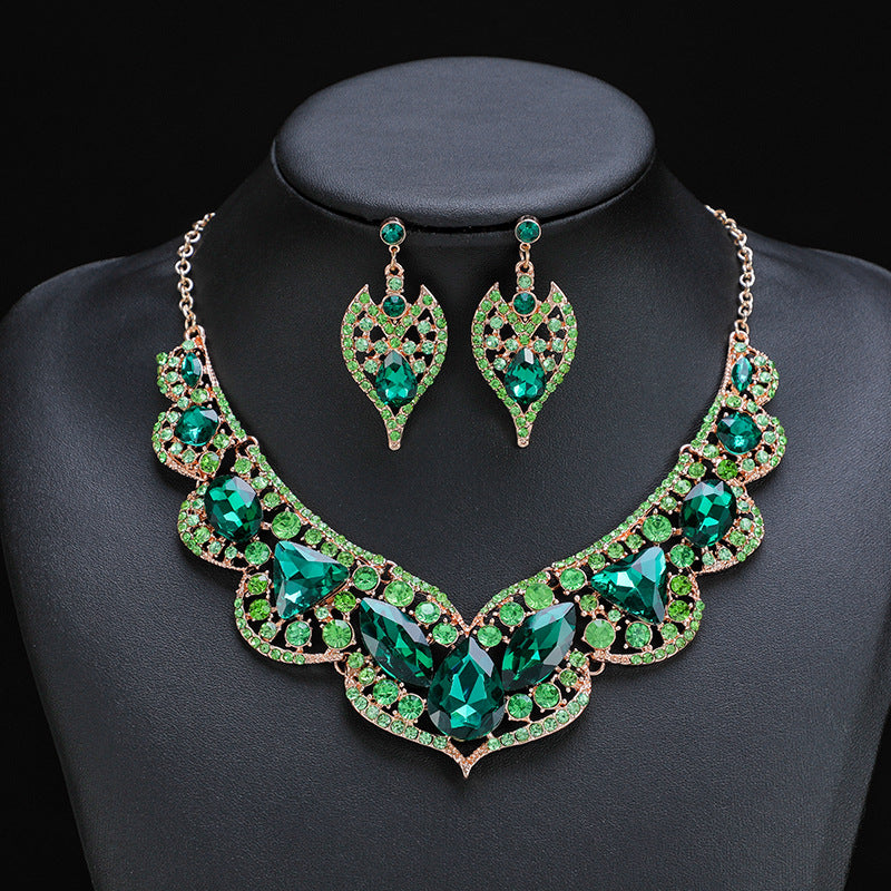 Vintage Geometric Alloy Pendant Necklace and Earrings Set with Plated Finish for Women