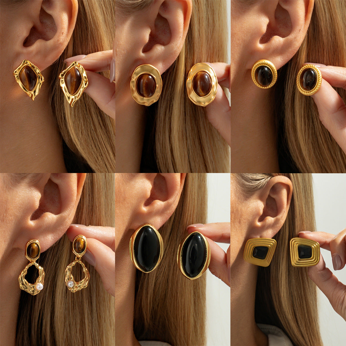 Vintage French Court Style Oval Geometric Zinc Alloy Plated Earrings for Women