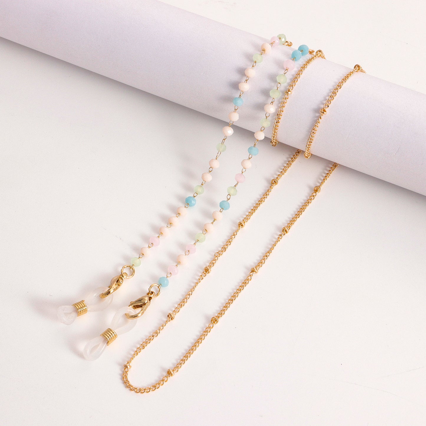 Fashion Colorful Crystal Inlaid Alloy Glasses Chain Mask Holder