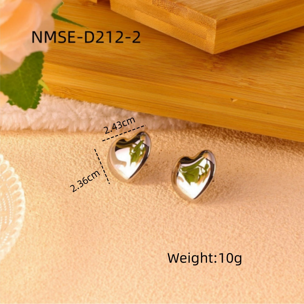 Elegantes pendientes de acero inoxidable con forma de corazón para mujer con acabado chapado