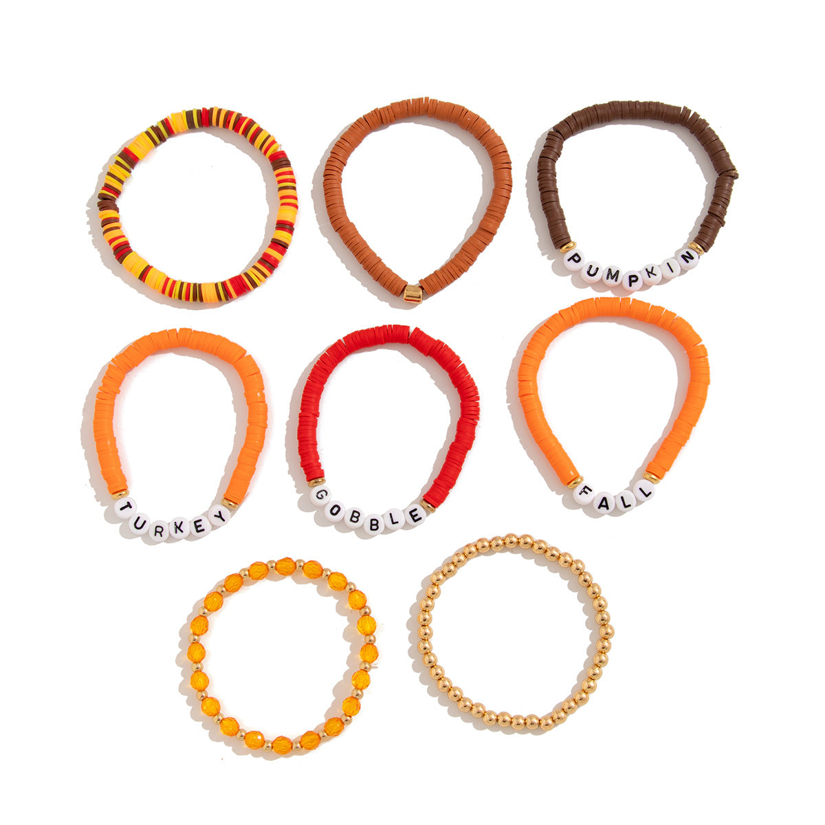 Minimalist Acrylic Letter Leaf Plated Bracelet Set for Women Thanksgiving Gift