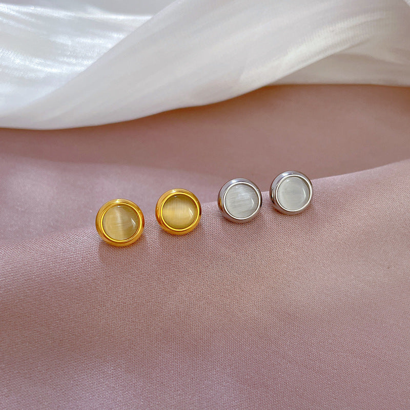 Minimalist Titanium Steel Geometric Stud Earrings for Women