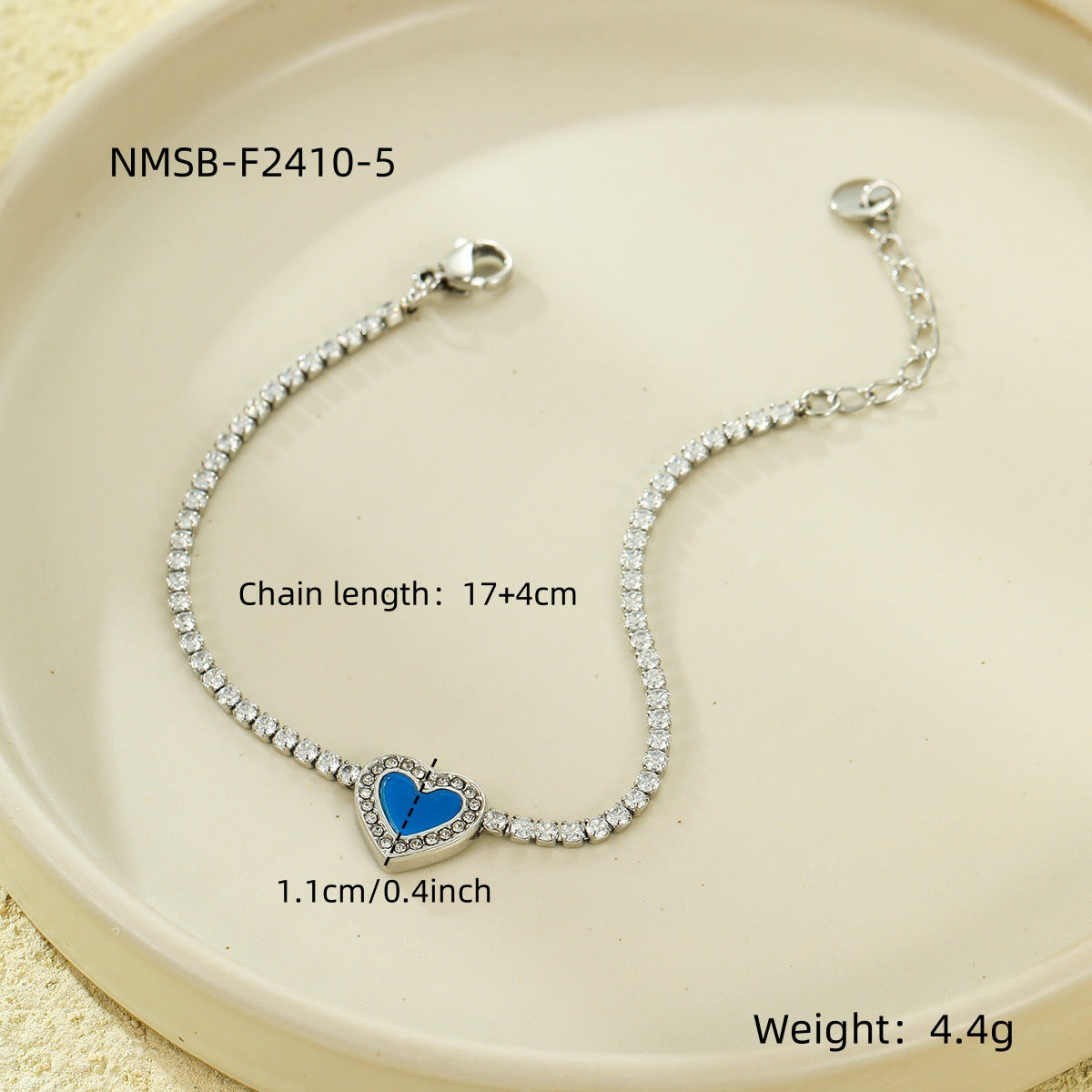 Bracciale Romantico in Acciaio Inossidabile a Cuore con Intarsio di Strass, Accessorio di Moda Minimalista per Donne