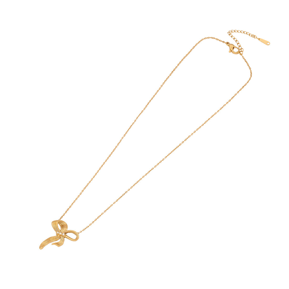 Fashionable Bow-Shaped Stainless Steel Necklace with Plated Finish for Women O-Chain Pendant Jewelry