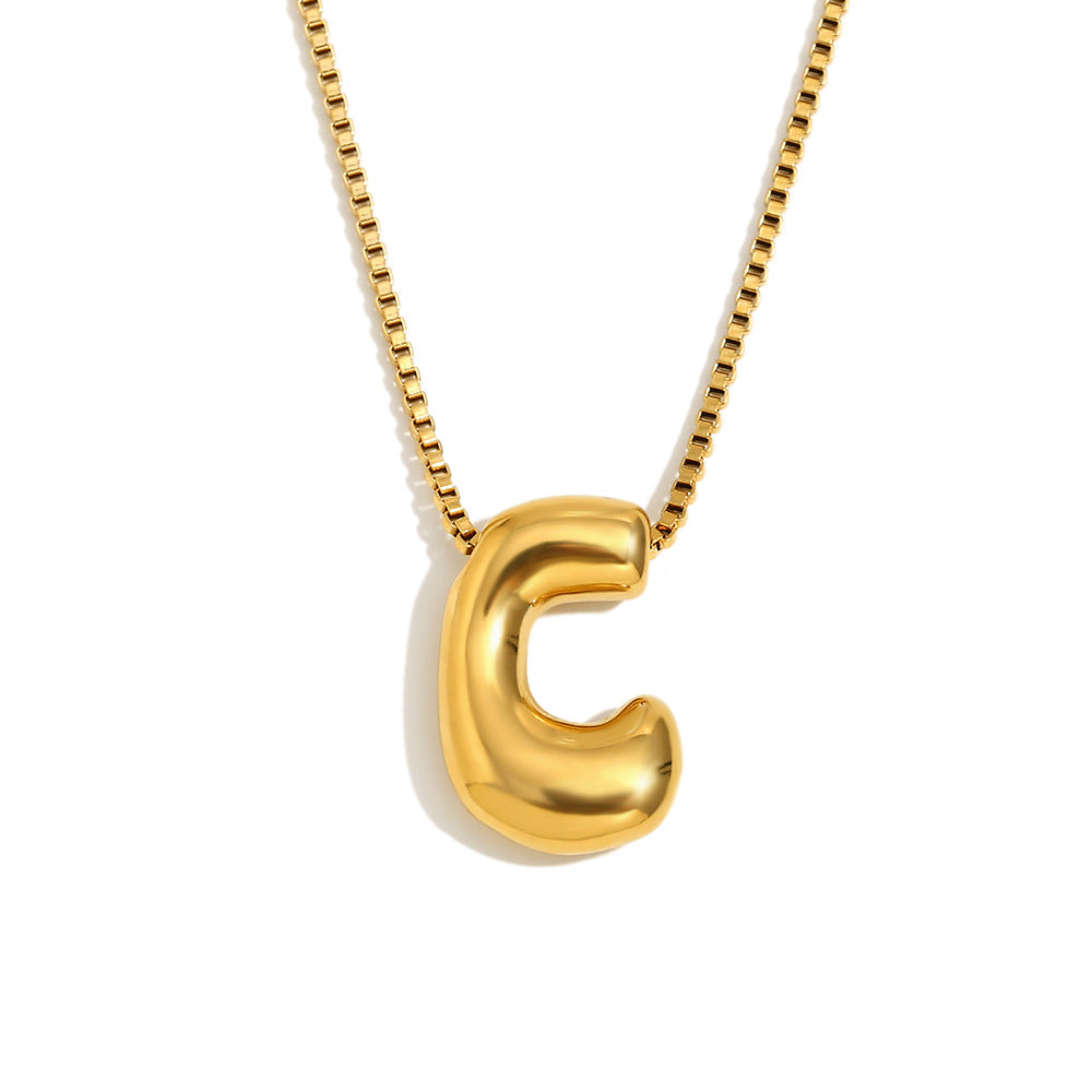 Minimalist Fashion Letter Necklace for Women Stainless Steel Pendant with 18K Gold Plating