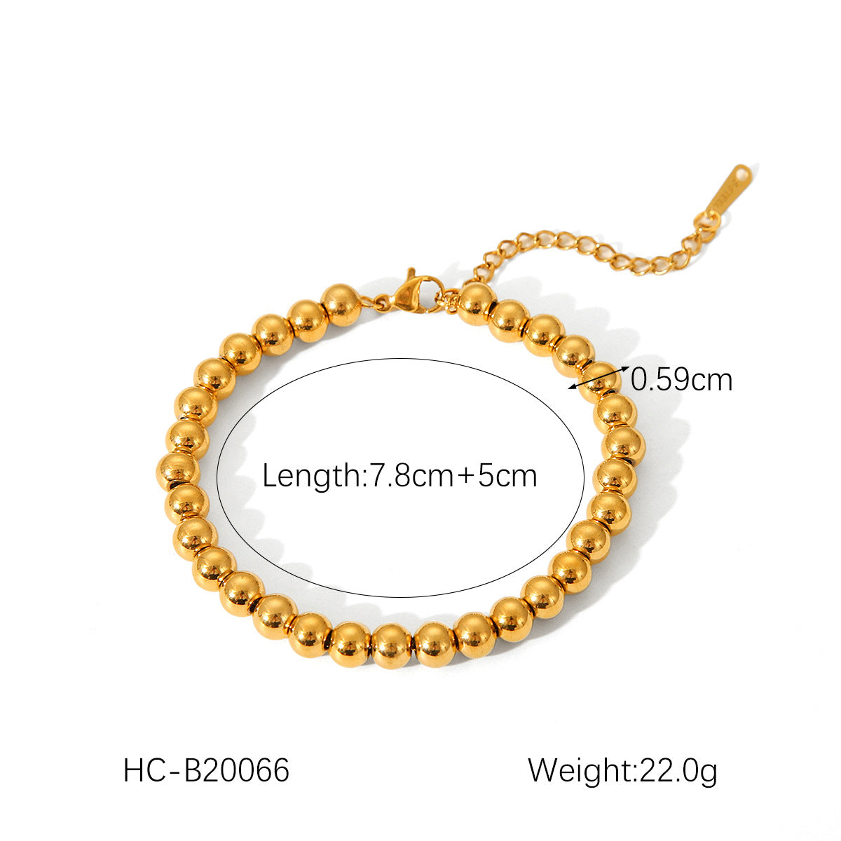 Minimalist 18K Gold Plated Stainless Steel Round Bead Chain Bracelet for Women Geometric Ball Link Jewelry