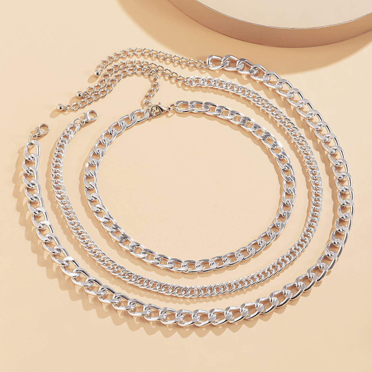 Punk Hip-hop Geometric Multi-layer Curb Chain Necklace for Women