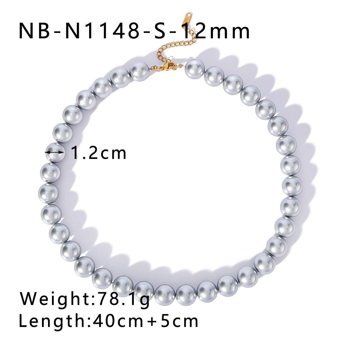 Minimalist Geometric Gray Pearl Necklace for Women Stainless Steel Pendant with 18K Gold Plating Snake Chain