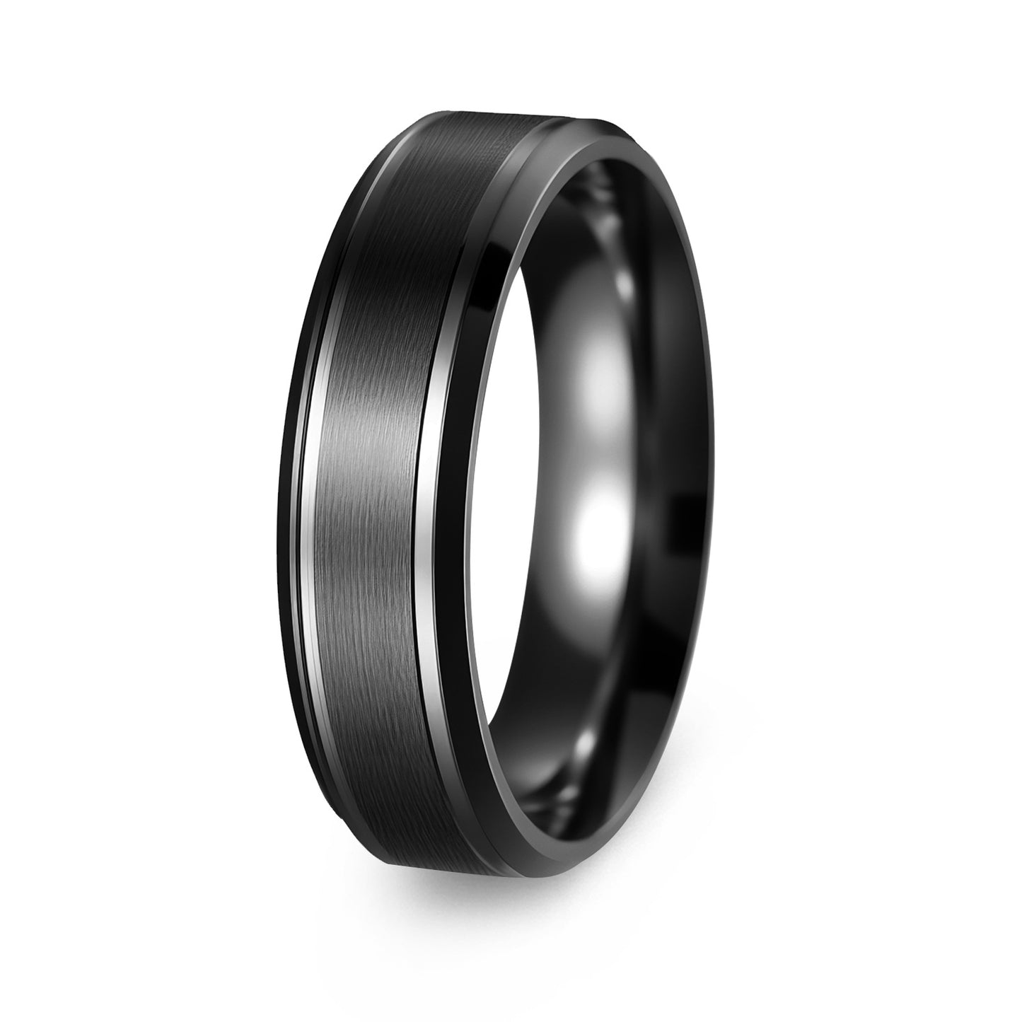 Anillo geométrico redondo unisex de acero inoxidable chapado mate minimalista
