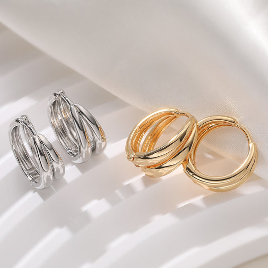 Vintage Minimalist Geometric Gold Plated Brass Earrings for Women