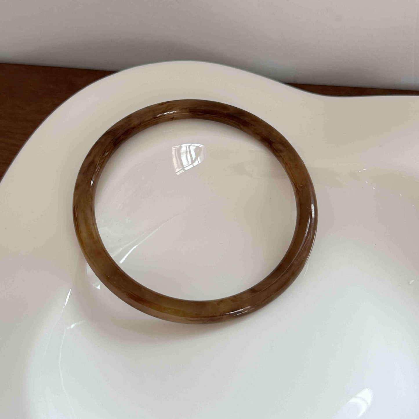 Vintage Polished Round Marble Texture Resin Bracelet Set