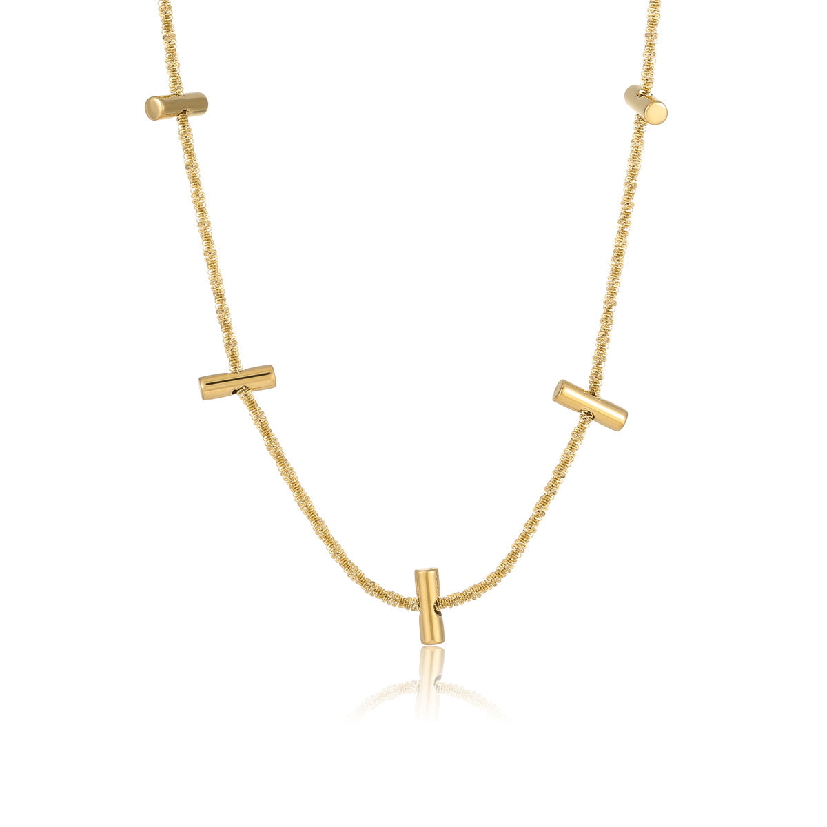 Collar Minimalista de Acero Titanio Bañado en Oro con Barra Delicada para Mujer con Estilo de Cadena de Clavícula