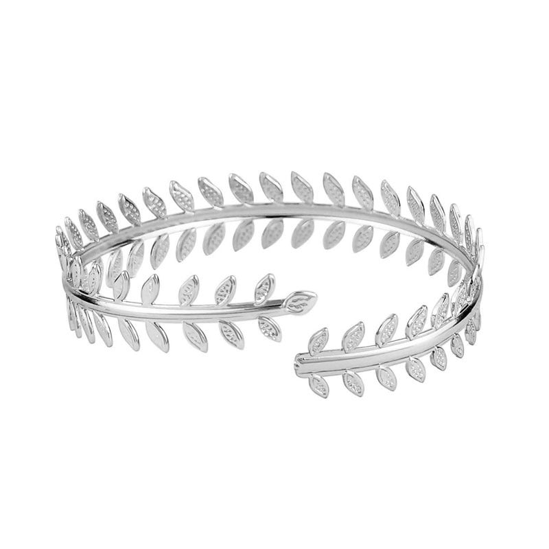 Exaggerated Geometric Leaf Metal Arm Cuff Set Plated Bracelet Jewelry for Women