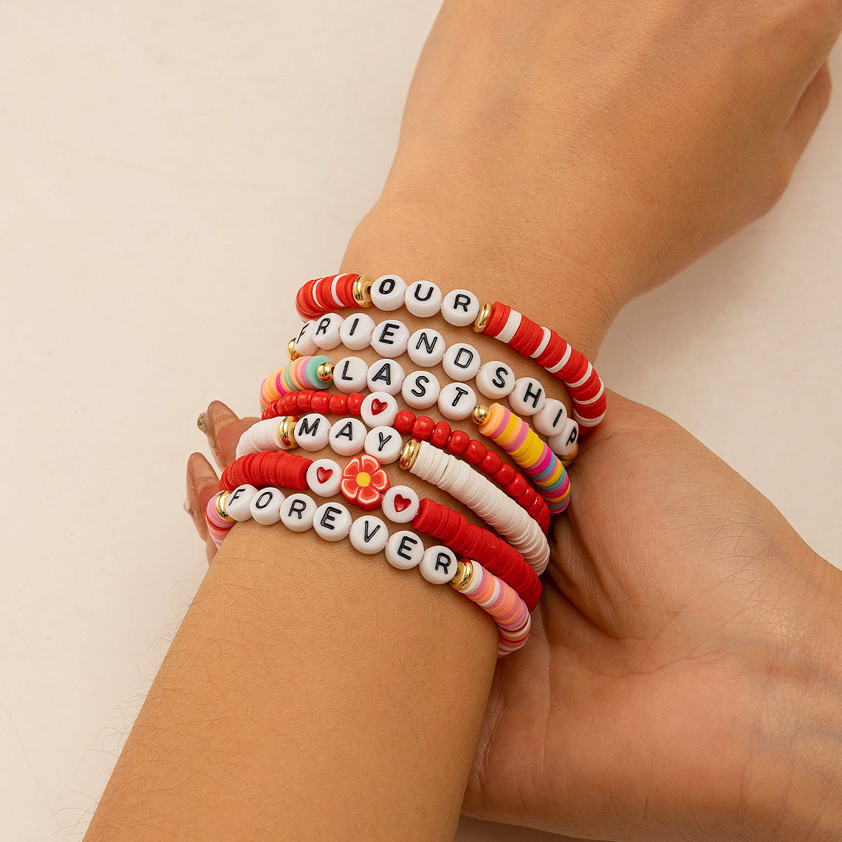 Bohemian Colorful Resin Letter LOVE Beaded Bracelet for Women
