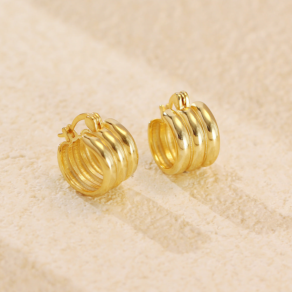 Minimalist Elegant 925 Sterling Silver Geometric Plated Hoop Earrings for Women
