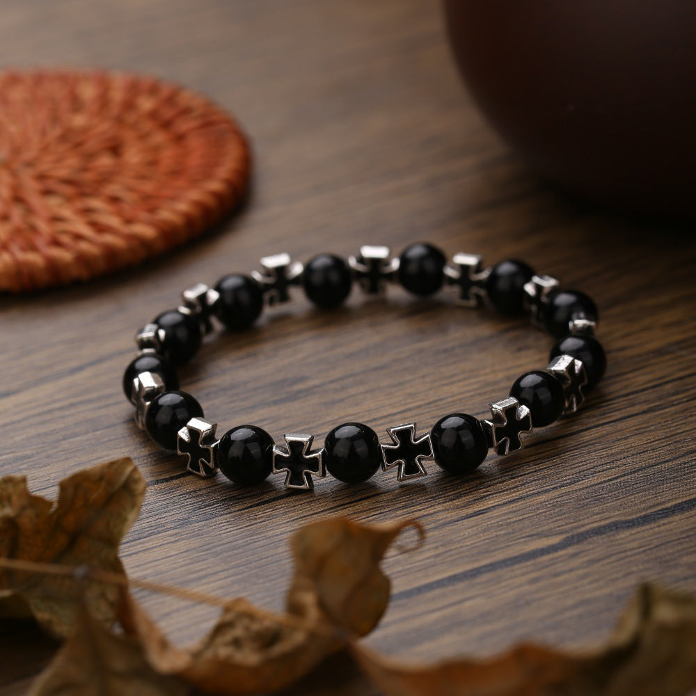 Fashion Geometric Cross Cat's Eye Handmade Bracelet for Unisex