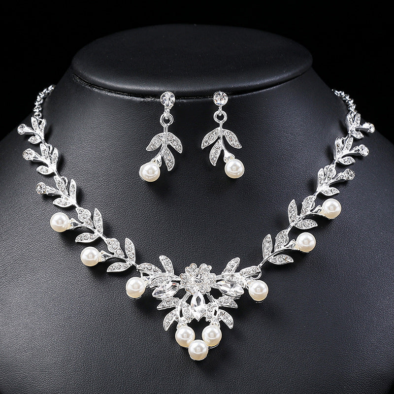 Chanel-Inspired Floral and Botanical Alloy Necklace Set with Pendant, Earrings, and Delicate Chain for Women Wedding and Formal Occasions