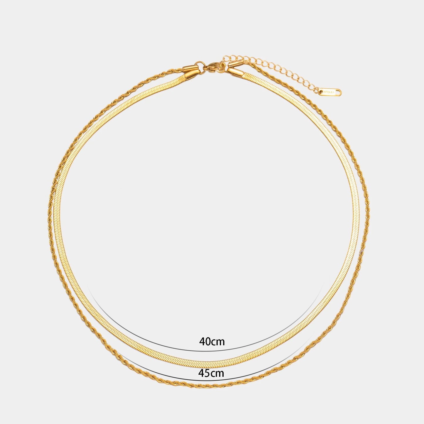 Collar de cadena de serpiente de doble capa vintage para mujer en acero inoxidable con acabado chapado