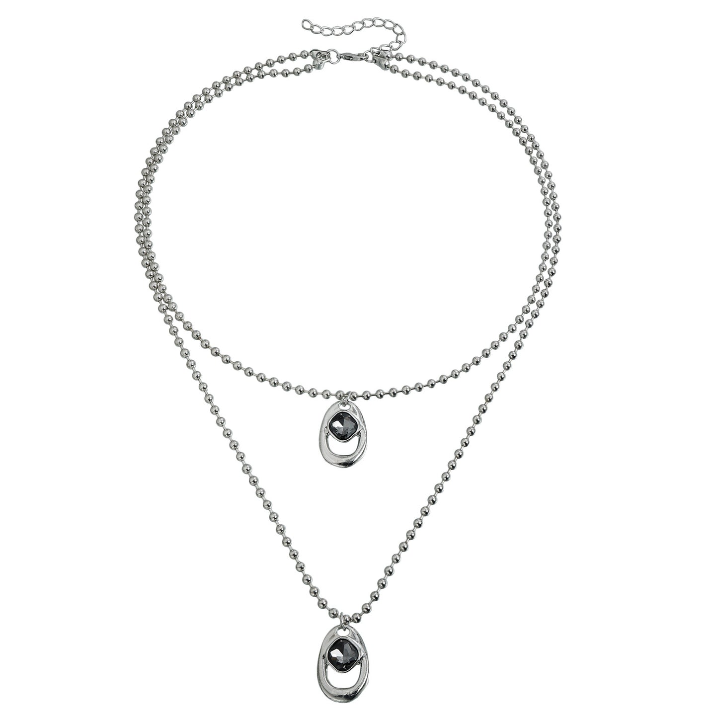 Luxury Irregular Geometric Black Rhinestone Y-Necklace Alloy Plated Statement Pendant for Women and Men