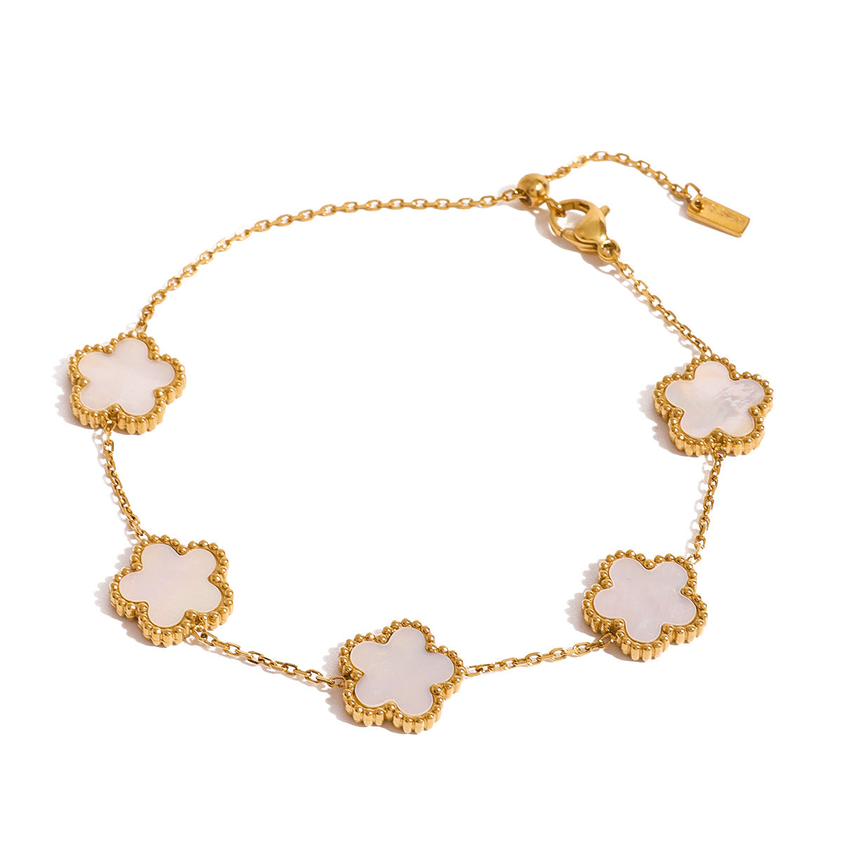 Elegant Geometric Floral Plated Stainless Steel Bracelet for Women