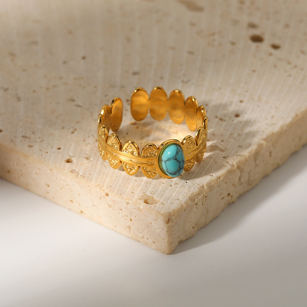 Anello da Donna Minimalista Geometrico Regolabile in Acciaio Inossidabile con Placcatura in Oro 18K