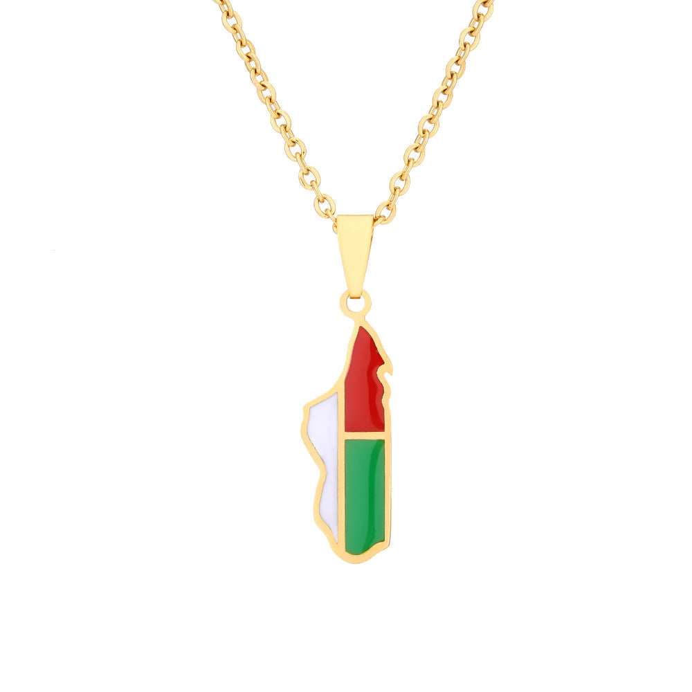 Collana Pendente Geometrica Minimalista in Acciaio Inossidabile con Finitura Placcata per Donna, Catena Maglione Leggera di Ispirazione Etnica