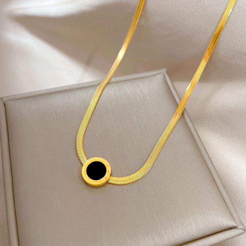 Minimalist Titanium Steel Round Geometric Collar Necklace Unisex Plated Pendant