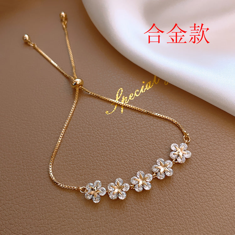 Luxury Elegant Geometric Alloy Plated Bracelet with Cubic Zirconia for Women