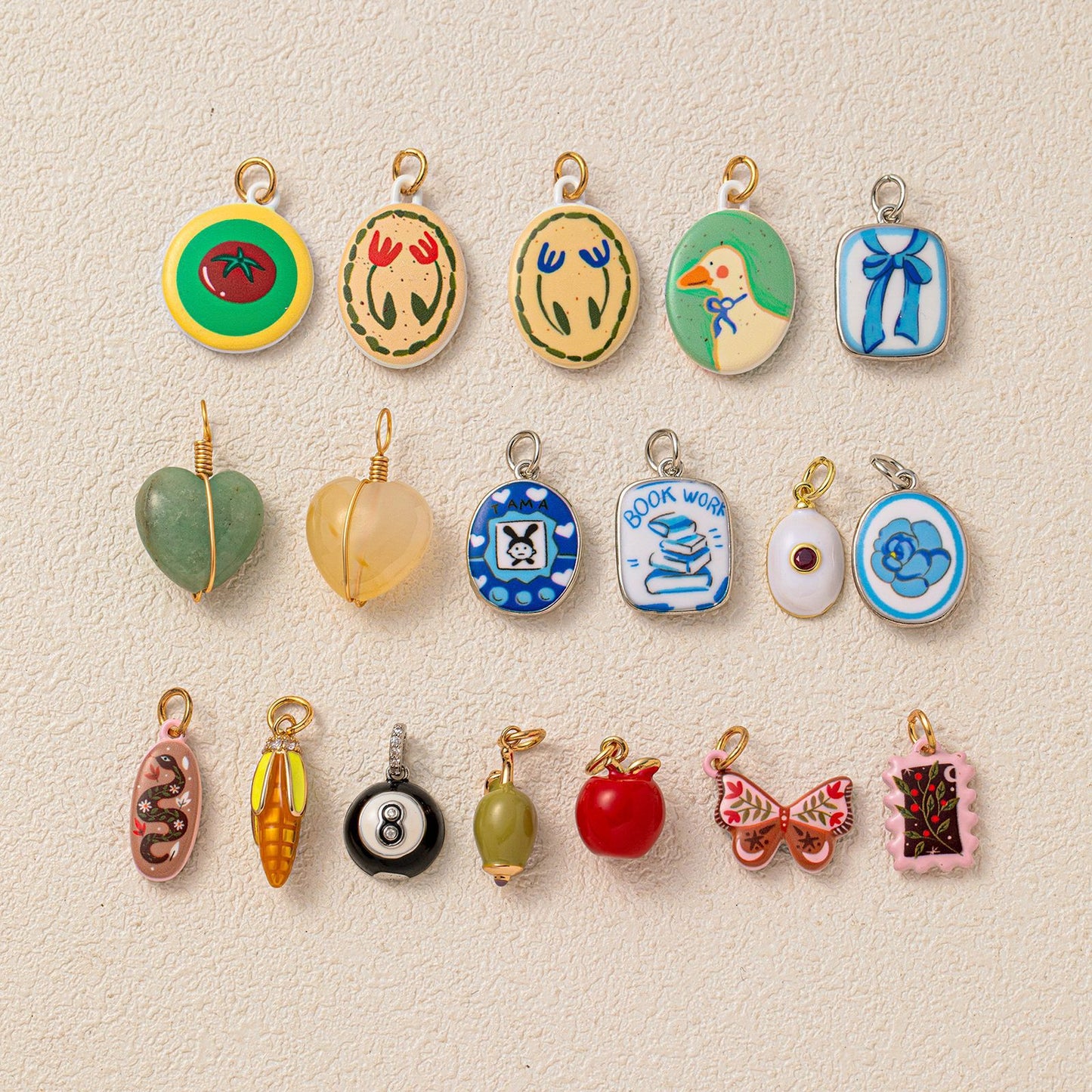 Vintage Artistic Round Geometric Animal Floral Cartoon Brass Plated Pendant Necklace