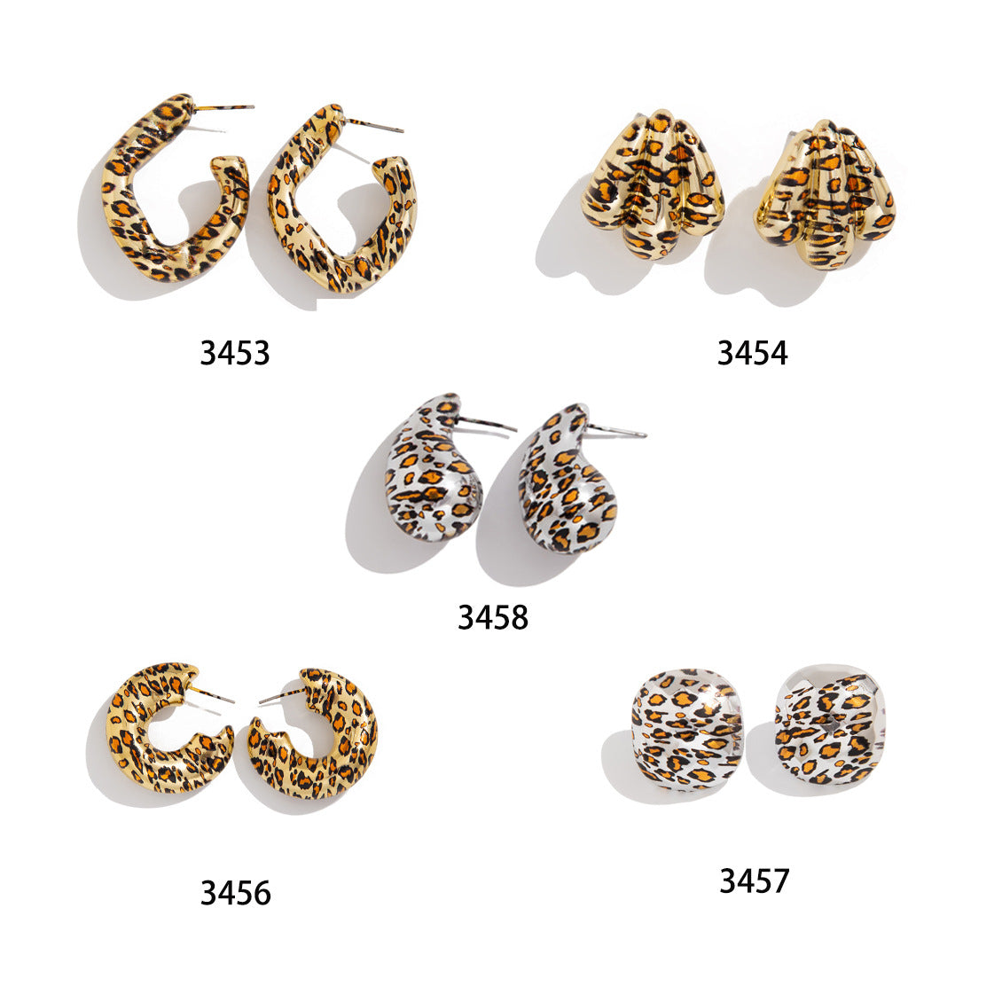 Elegant Geometric Leopard Print Plated Acrylic Earrings for Women