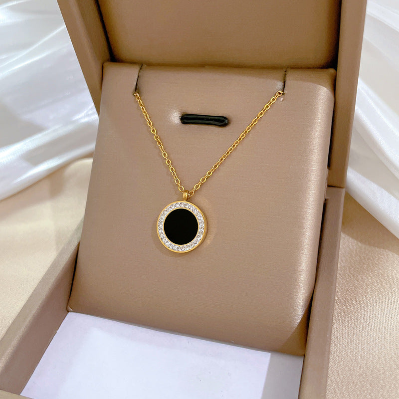 Geometric Minimalist Titanium Steel Plated Necklace with Stainless Steel 304 Pendant for Unisex