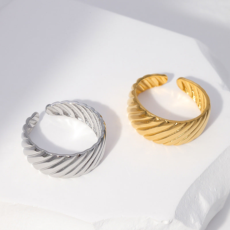 18K Gold Plated Geometric Stainless Steel Ring for Women