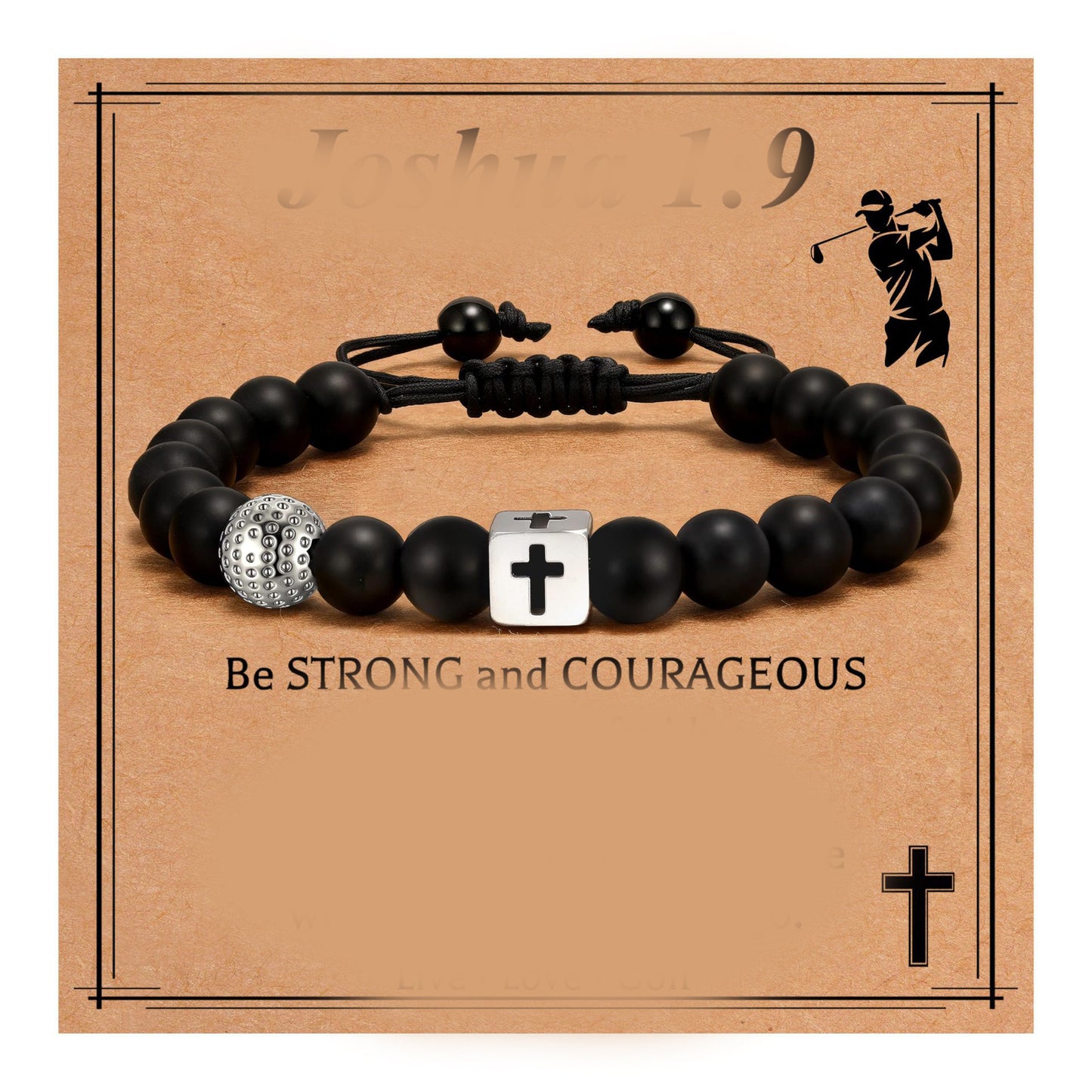 Sporty Matte Alloy Cross Geometric Beaded Bracelet Unisex