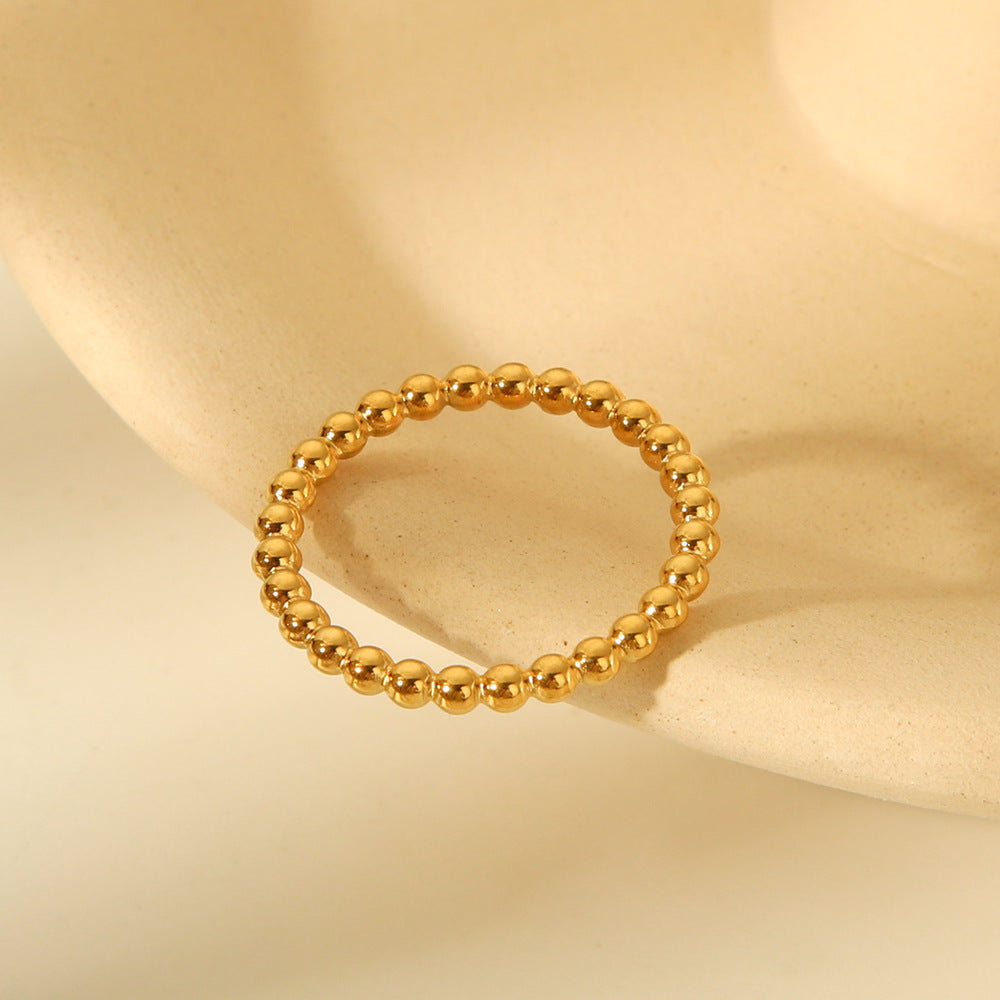 Anello da donna in acciaio al titanio geometrico minimalista color oro con finitura placcata