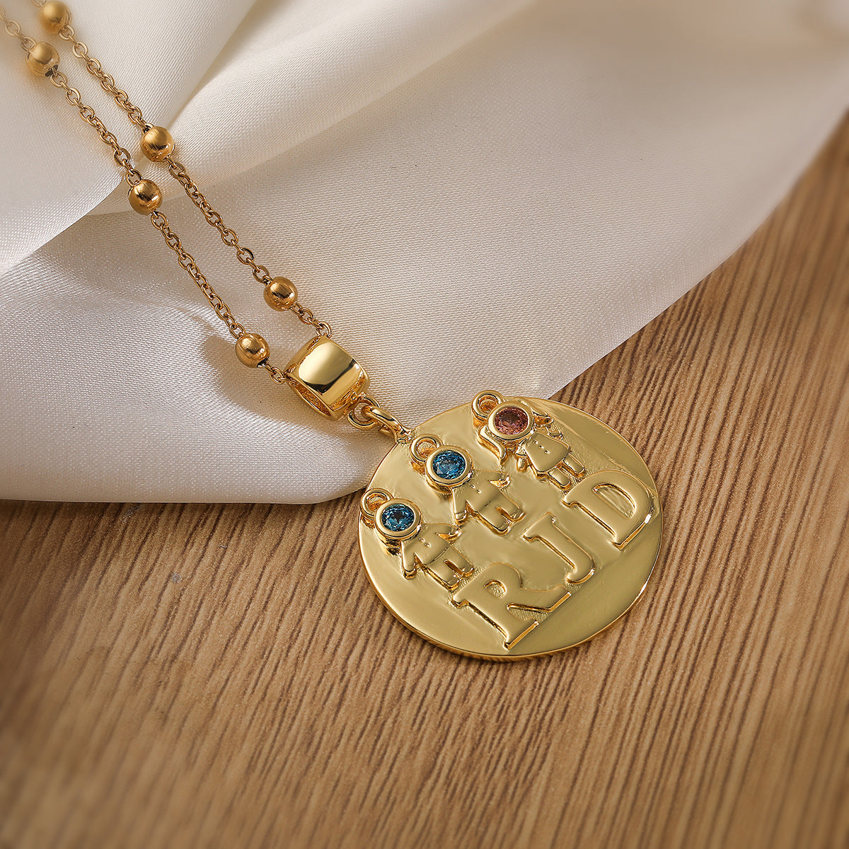 Minimalist Geometric Pendant Necklace for Unisex, Copper Base with 18K Gold Plating and Zircon Inlay