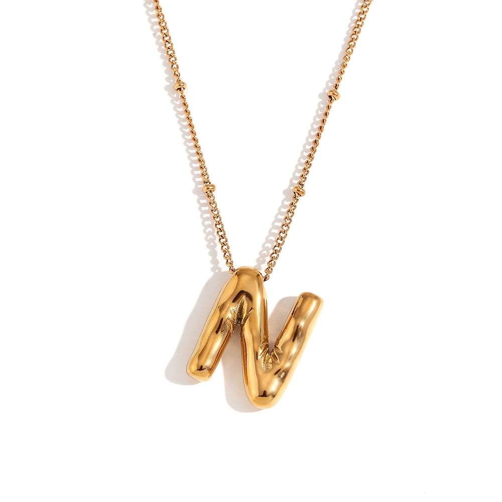 Fashionable Letter-Shaped Stainless Steel Pendant Necklace with 18K Gold Plating for Women