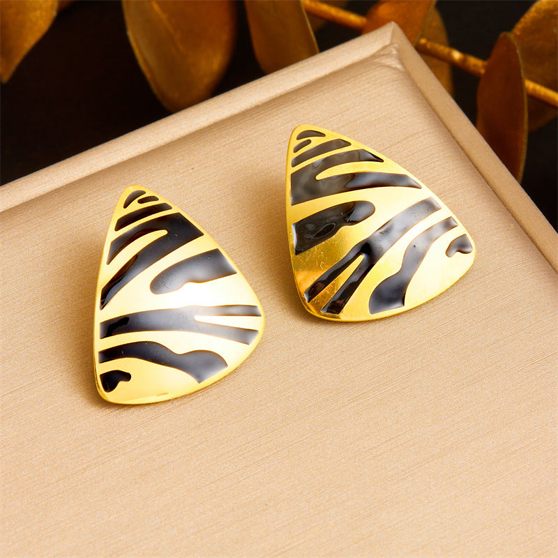 Pendientes de acero inoxidable bañados en oro con triángulos geométricos de estilo punk vintage para mujer