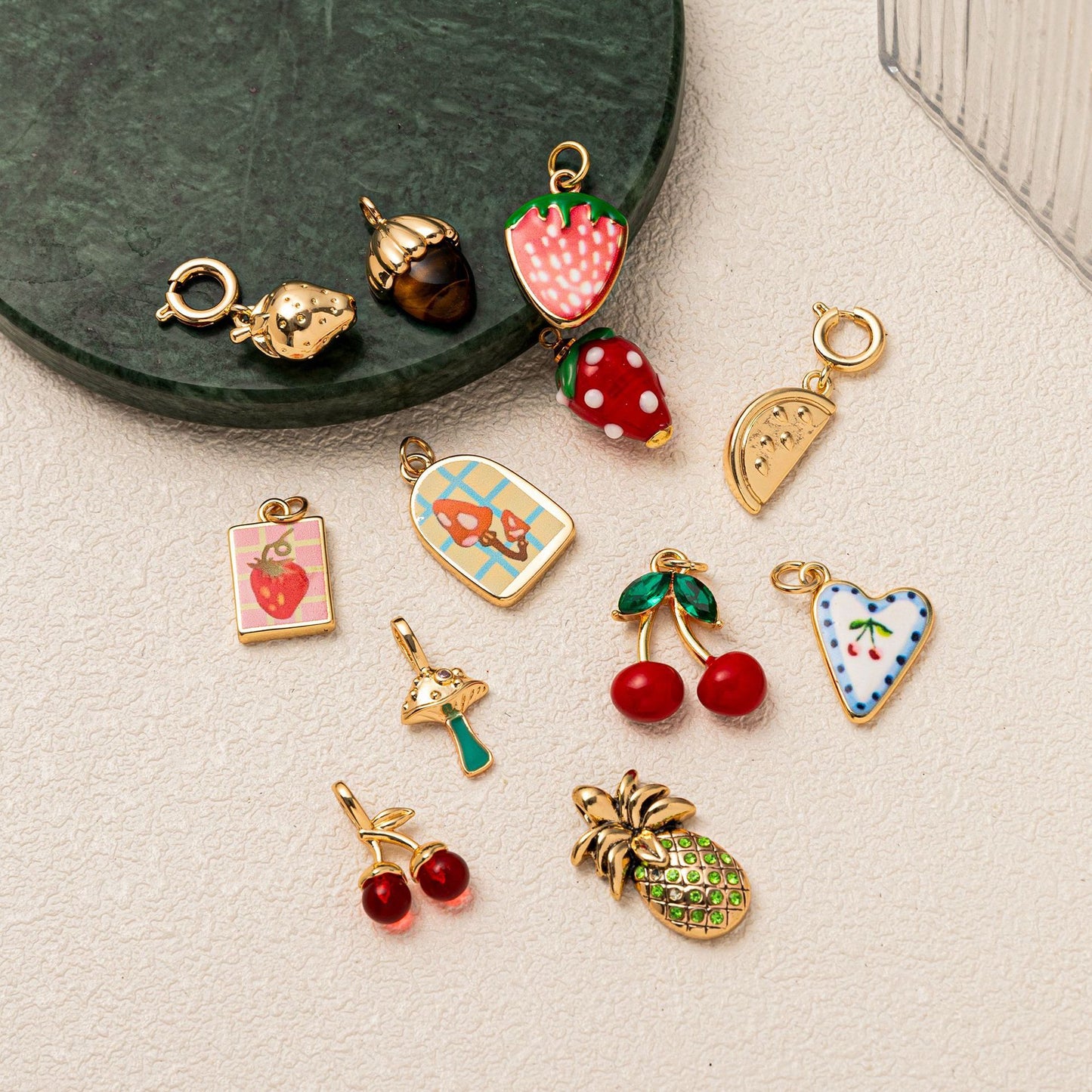 Minimalist Floral Pattern Brass PVD Plated Charm Bar